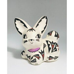 Acoma Pottery Rabbit Figure Artist Signed Lule Hand Painted Native American 4"